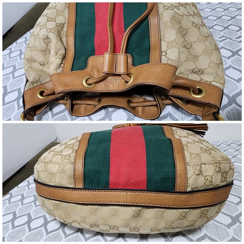 Gucci GG Canvas Web Rania Bucket Bag Brown/Beige - Picture 10 of 15